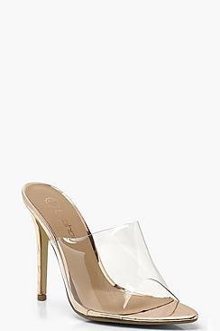 Boohoo Wide Fit Perspex Pointed Mule Heels