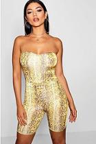 Boohoo Snake Print Bandeau Unitard