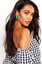 Boohoo Green Vintage Curved Earrings