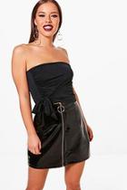 Boohoo Petite Jessika Ruched Wrap Slinky Tie Bandeau
