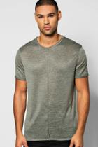 Boohoo Raw Edge Space Dye T Shirt Khaki