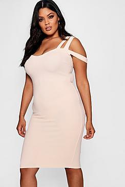 Boohoo Plus Double Strap Off Shoulder Midi Dress