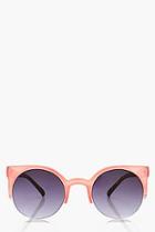 Boohoo Sophie Pink Contrast Frame Round Sunglasses