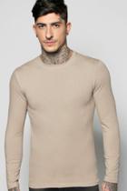 Boohoo Long Sleeve Muscle Fit T Shirt Taupe