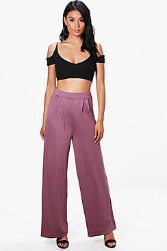 Boohoo Jersey Wide Leg Floor Sweeping Trousers