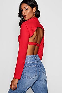 Boohoo Buckle Strap Open Back Shirt