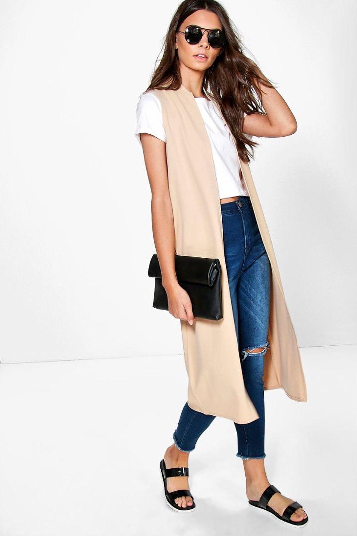 Boohoo Alice Sleeveless Duster Stone