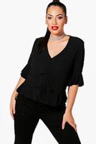 Boohoo Plus Kate Rouched Front Woven Blouse