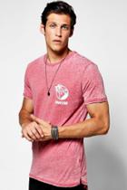 Boohoo Longline Palm Print Burnout T-shirt Burgundy