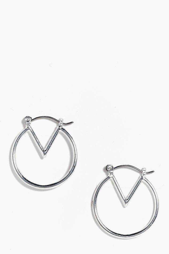 Boohoo Maria V Shape Small Hoop Earrings Silver