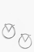 Boohoo Maria V Shape Small Hoop Earrings Silver