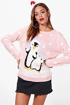 Boohoo Linda Penguin Christmas Jumper