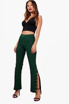 Boohoo Sami Button Split Side Crepe Slim Trousers