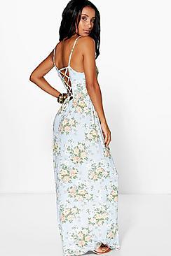 Boohoo Doina Strappy Back Floral Printed Maxi Dress