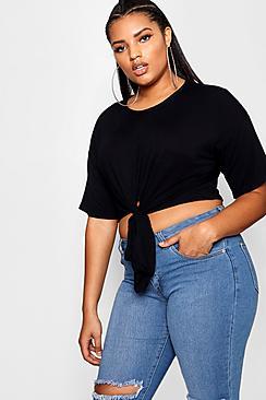 Boohoo Plus Olivia Oversize Knot Front Tee