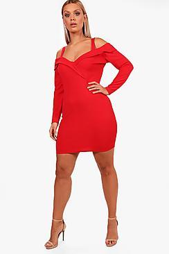 Boohoo Plus Cold Shoulder Blazer Dress