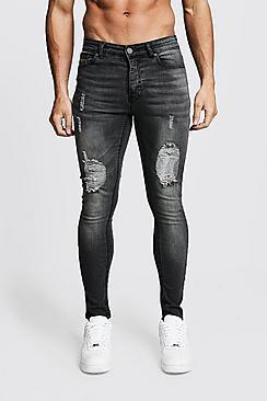 Boohoo Spray On Skinny Jeans With Distressed Knees