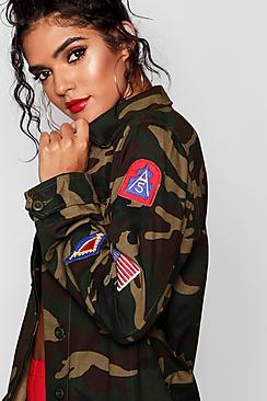 Boohoo Isobel Camo Badge Utility Jacket