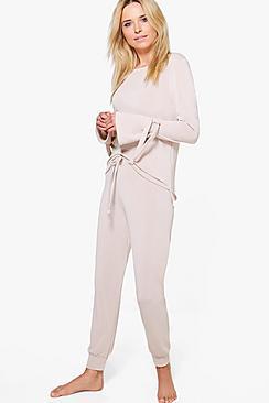 Boohoo Harriet Tie Sleeve Jumper & Jogger Lounge Set