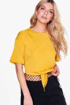 Boohoo Tess Tie Back T-shirt Mustard