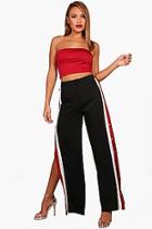 Boohoo Selena Popper Side Stripe Wide Leg Trouser