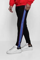 Boohoo Skinny Jersey Jogger With Tricot Panel