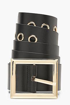 Boohoo Square Gold Buckle Boyfriend Belt