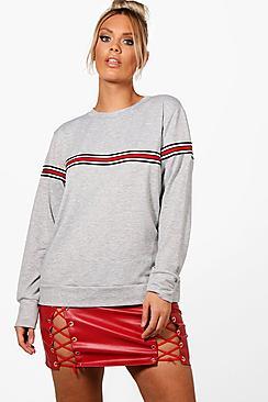 Boohoo Plus Rib Trim Sweat Top