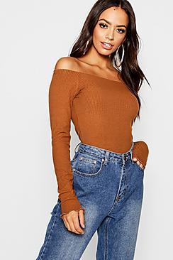 Boohoo Bardot Long Sleeve T-shirt