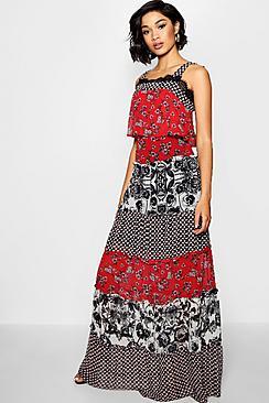 Boohoo Tall Charlotte Mixed Print Maxi Dress