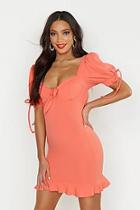 Boohoo Peasant Sleeve Fitted Dress