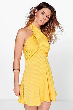 Boohoo Hannah Slinky Drape Swing Dress