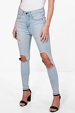 Boohoo Petite Luci Distressed Skinny Jean