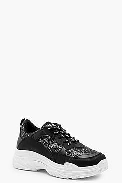 Boohoo Glitter Chunky Sole Trainers