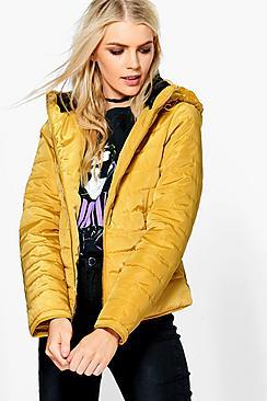 Boohoo Katie Crop Hooded Bubble Coat