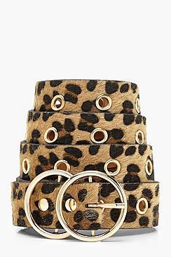 Boohoo Plus Double Ring Leopard Belt