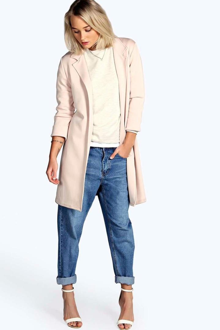 Boohoo Tory Duster Coat Nude