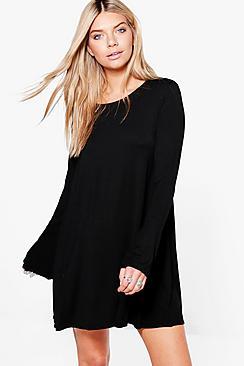 Boohoo Layne Flared Sleeve Swing Dress