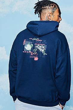 Boohoo Oversized Front & Back Graffiti Print Hoodie