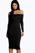Boohoo Jasmine Off Shoulder Neck Detail Midi Dress Black