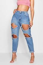 Boohoo Plus Isobel Extreme Front + Back Rip Mom Jean