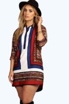 Boohoo Plus Maddie Mix Stripe Button Through Shirt Dress White