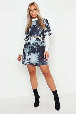 Boohoo Plus Tie Dye Oversized T-shirt Dress