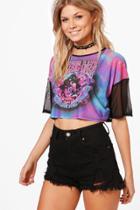 Boohoo Petite Evie Tie Dye Mesh Crop T-shirt Multi