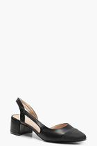 Boohoo Megan Sling Back Low Block Heel Ballets