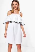 Boohoo Margot Bow Tie Ruffle A-line Shift Dress