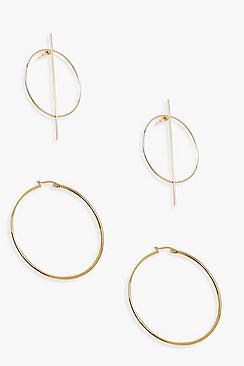 Boohoo Circle & Bar 6cm Hoop Pack