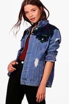 Boohoo Sully Oversized Sequin Denim Jacket
