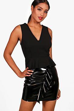 Boohoo Connie Plunge Peplum Top