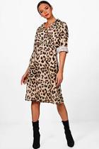 Boohoo Harriet Luxe Satin Leopard Print Wrap Dress